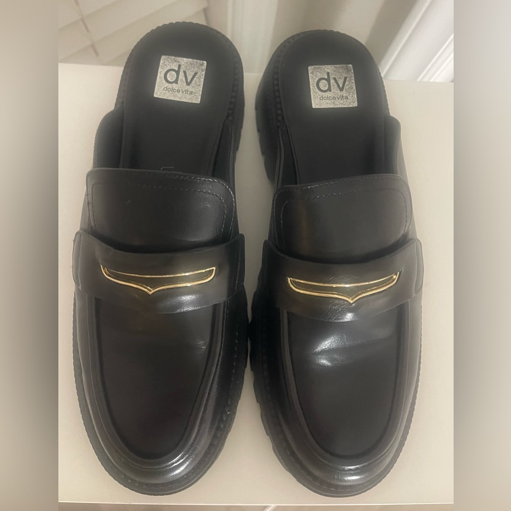 Dolce Vita Black and Gold Men's Slip-On Loafers